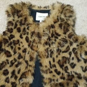 Cherokee Cheetah Leopard Animal Print Faux Fur Vest Girls Size Small